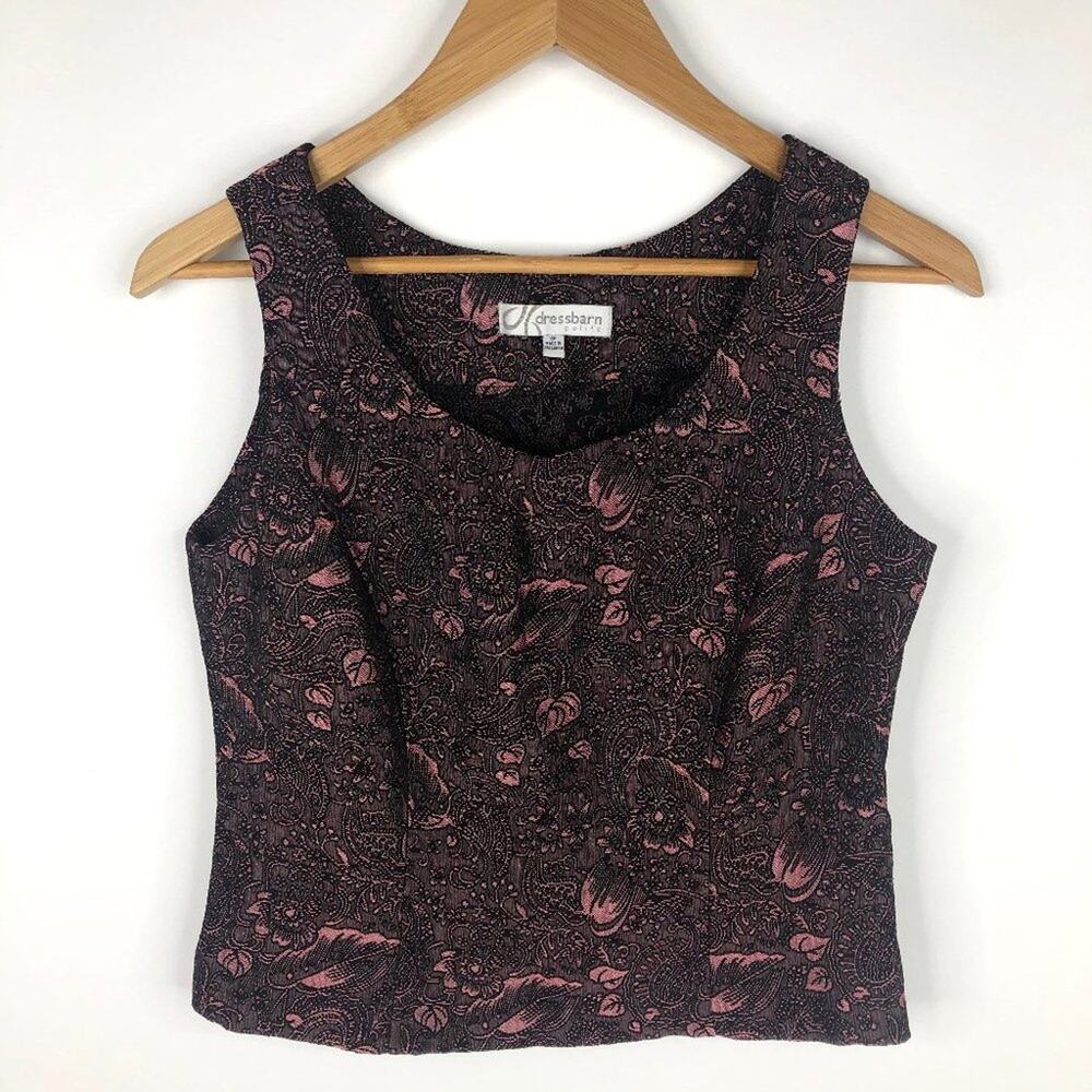 Dress Barn Petite Dark Pink Brocade Dress Tank